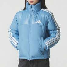 Adidas Men's Outdoor Cotton Padded 3S MID D JKT Down Jacket, Loose Fit Long Style Women's Daily Casual Jogging Lightweight Warm Top KC2481 - Smoky Blue - View 1