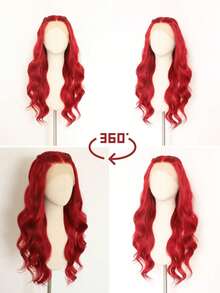 Red Body Wave 13X4 Synthetic Lace Front Wig - Heat Resistant Fiber, Beginner Friendly, For Daily Wear - Red - View 8