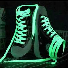 1 Pair White Upgraded Glow In The Dark Reflective Shoelaces - 120cm/47.2 Inch High Visibility Night Shoelaces For Sports And Casual Shoes, Luminous Shoelaces For Sports Shoes,Christmas - Multicolor - View 5