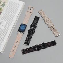 印花设计表带，兼容三星 Galaxy Fit 3 手表，硅胶材质，可雕刻图案，兼容三星 Galaxy Fit3，花卉腕带 - fit3 - 查看 6