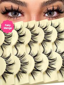 5 pares de pestañas falsas con diseño de picos de dibujos animados, pestañas cruzadas transparentes, pestañas postizas para uso diario y todas las ocasiones - Pestañas Cruzadas - Ver 1