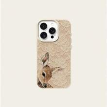 Lace Element Fashion Phone Case TPU Lace Pattern Fashion Phone Case 1pc TPU Material Soft Beige Lace Pattern Elegant Deer Design Phone Case Compatible With IPhone 17 Pro Max/17/16 Pro Max/15/13/12/11, S20 FE/A15/S24/A55, Note 11/Note 12/Note 13 Pro, Full Coverage Anti-Drop Soft Protective Phone Cover Spring Gift Case - White - View 5