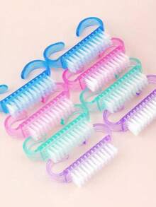 10pcs Blue & White Nail Brush With Handle, Suitable For Cleaning Nails, Toes And Fingers - Multicolor - View 3