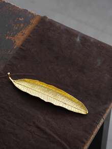 1 pieza Soporte de plato metálico para incienso con hojas largas en color dorado, plateado, bronce y verde, quemador de incienso para Ramadán - Dorado - Ver 37