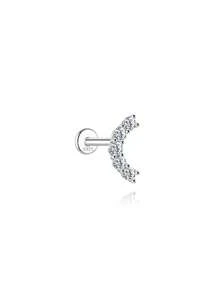 1Pc 925 Sterling Silver Moissanite Classic Geometric Elements Stud Earring Flat Back Cartilage Helix Piercing Hypoallergenic Pure Silver Suitable For Women'S Daily Wear,Wedding,Parties, And Banquet Occasions - Silver - View 17