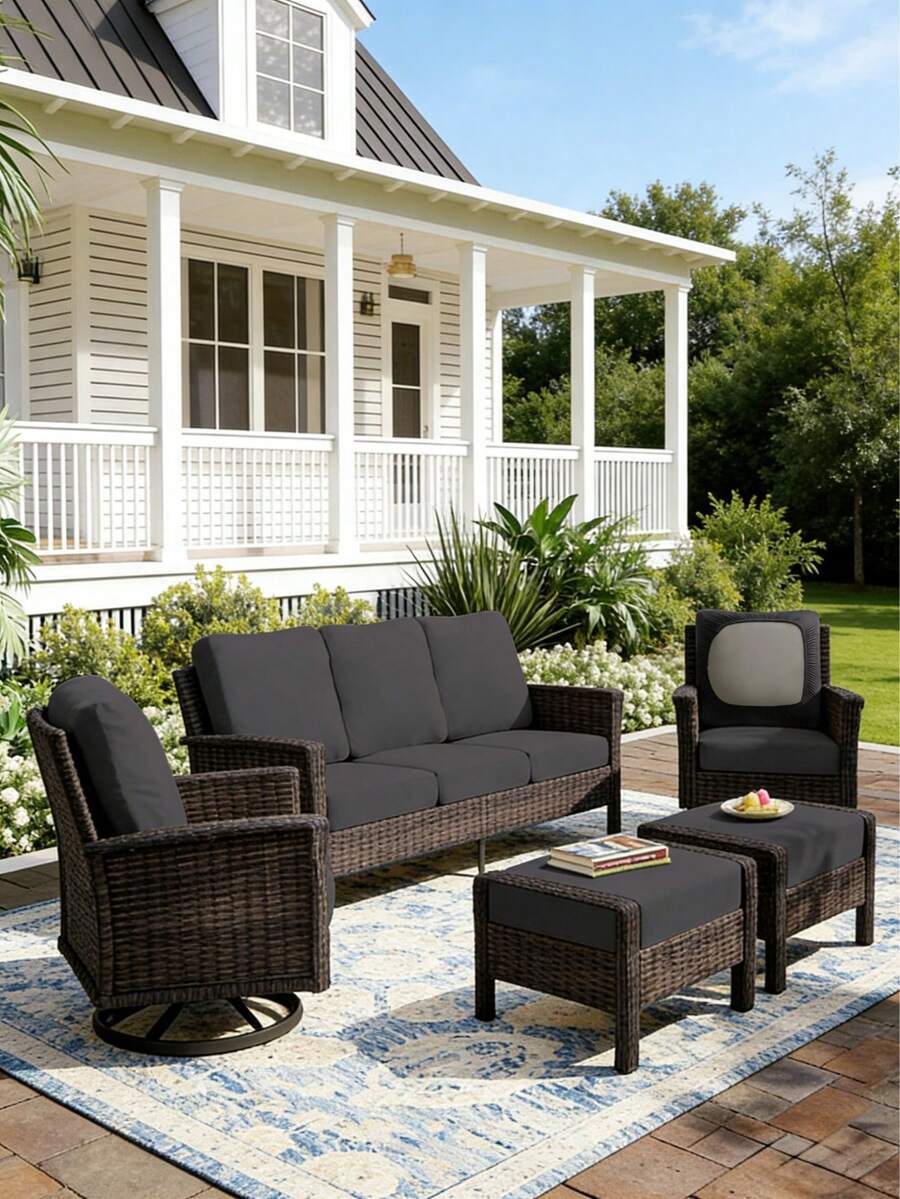 1pc Solid Color Milk Silk Sofa Seat Cushion Cover, High Elasticity Dust-Proof Washable Sofa Slipcover For All Seasons, Suitable For Outdoor Rattan Modular Sofa, Sold Individually Not As A Set - Dark Grey - View 1