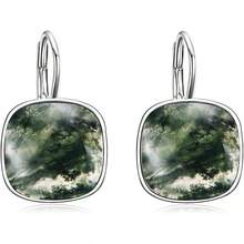 ¡RecomendadoAOBOCO - Aretes de plata esterlina adornados con cristales de Austria, aretes de vidrio cuadrados con corte de cojín, hipoalergénicos, joyería de aniversario de cumpleaños, regalos para mujeres¡Top de Temporada - Negro - - Ver 20