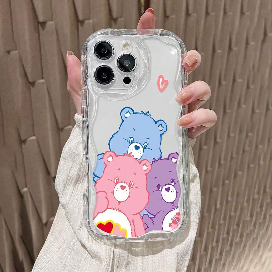 Ositos Cariñositos: tres adorables amigos con corazones. Esta elegante funda es compatible con los modelos  17, 16, 15, 14 Pro Max, 13, 12, 11, XR y XS Plus. Fabricada en silicona TPU, ofrece protección contra golpes y caídas, además de una sensación superior. Es el regalo ideal para familiares, amigos y seres queridos, y la opción perfecta para Año Nuevo. - transparente - Ver 1