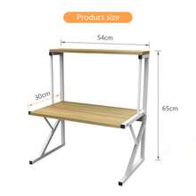 Regal für Mikrowelle,  Mikrowellenregal, modernes Design, Metallgestell mit MDF-Holzregal, Küchenmöbel, 65*54*30 cm - C - Übersicht 6