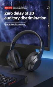 Auriculares inalámbricos Bluetooth Lenovo TH10, sonido envolvente estéreo, graves de alta fidelidad, baja latencia, larga duración de la batería, ajuste cómodo, auriculares originales Lenovo - Auriculares Bluetooth - Ver 8