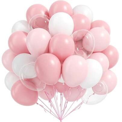 60/25pcs Light Pink Balloons, Includes Pastel Pink And White Balloons, Suitable For Wedding, Bridal Shower, Baby Shower, Birthday Party Decoration
