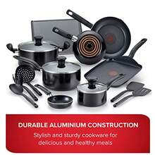 T-FAL Culinaire Pots And Pan Set 16- Piece Set Free Thermo-Spot Heat Indicator Black All Cooktops Excluding Induction Dishwasher Oven Cookware Set Pot Set - Black - View 6