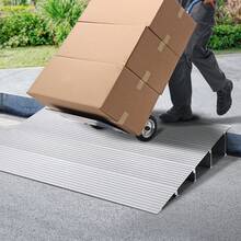Door Threshold Ramp, 4" Rise Door Ramp For Wheelchairs, Aluminum Threshold Ramp For Doorways Rated 800 Lbs Load Capacity, Adjustable Threshold Ramp For Wheelchairs, Scooters, And Power Chairs - 銀色 - 查看 1