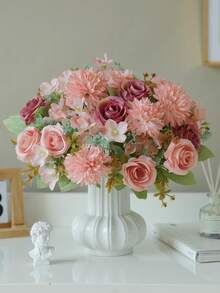 1/3/80 piezas Ramo de flores artificiales de rosa e hortensia, adecuado para boda, hogar, restaurante, dormitorio, decoración de jarrón, fiesta de cumpleaños, decoración de boda, ramo de Año Nuevo, regalo del Día de San Valentín, material DIY de Año Nuevo, plantas artificiales, decoración de primavera, habitación, mesa, decoración de jardín, decoración de habitación, regalo del Día de San Valentín, regalo de graduación - Rosa melocotón - Ver 5