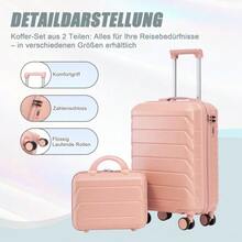 14"/19" 2-Piece ABS Spinner Suitcase Set With Combination Lock & 14" Cosmetic Bag - Pink - View 8