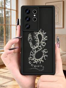 Vintage Snake Pattern Phone Case,Edgy Aesthetic Protective Cover  Compatible With Samsung Galaxy S26Ultra S26Plus S26 S25 S24FE S24 S23 S22 S21FE S21Ultra Plus Note20 A13 A54 17promax 17pro Air 17 16E 15 14 13 12 11 XSmax XS Case - Burgundy - View 4