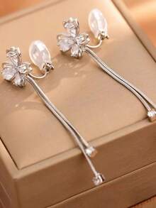 Luxury Zirconia Butterfly Tassel Drop Earrings For Women Ear Clip Earring Girls No Piercing Statement Earring Wedding Jewelry Gift - Butterfly Tassel Ear Clips - View 8