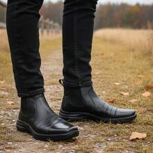 Men's Chelsea Work Boot In Genuine Leather - 黑色 - 查看 1