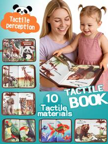 1pc 0-3 Years Old Baby Cartoon Animal 10 Texture Material Tear-Resistant Cloth Book, Montessori Early Education Cognitive Picture Book, Suitable For Ramadan Eid, Carnival Party Gifts - Multicolor - View 8