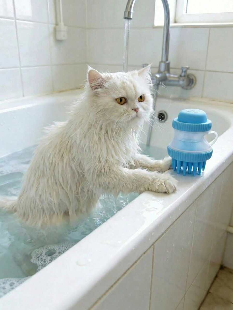 宠物沐浴按摩杯 - 带柔软硅胶凸点 - 便携式宠物清洁刷 - 必备宠物沐浴工具 - 彩色 - 查看 1