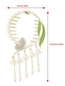 1 chiếc kẹp tóc tua rua hình hoa ly cổ điển, phụ kiện cố định búi tóc, kẹp tóc thanh lịch dành cho nữ. - Vàng - Xem 4