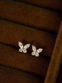 1 Đôi bông tai hình bướm tối giản, ngọt ngào, thanh lịch bằng bạc Sterling S925, đa năng, phù hợp để đeo hàng ngày, món quà bông tai sang trọng, tươi mới và thời trang. - Loại bướm - Xem 7