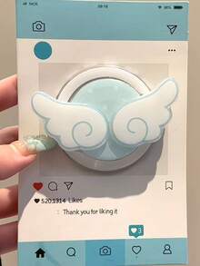 1pc Girly Push Pull Cute Polka Dot Wing Magnetic Telescopic Mobile Phone Desktop Stand Suitable As Spring Easter Birthday Gift For Sisters Girlfriends And Classmates In Pink/Blue Color - Wing - View 12