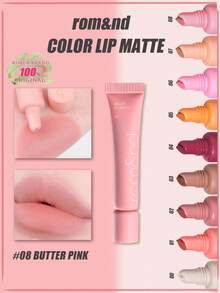 Rom&nd Romand Matte Lipstick 08 Creamy Pink, Lightweight Mousse Texture, Gradient Iridescent, Non-Sticky Mirror Finish, Warm Tone Brightens Complexion, 12-Hour Wear, Easy To Layer, Hyaluronic Acid Soft Focus Care, Portable Romantic Lipstick, Instantly Brightens In The Office, Soft Focus Camera-Ready, Korean Makeup, 8g/0.28oz - 08 BUTTER PINK - 查看 1