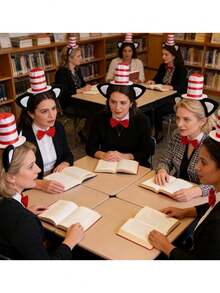 Cat's Ears (Steamed Cat-Ear Shaped Bread) Hairband And Red Smoke Column Hat Costume At A Cute Role Play Party, This Striped Top Hat Is Very Suitable For School Dramas, Halloween, Or Online Themed Parties, Birthday Parties And Makeup Parties. The Headband With Cat's Ears (Steamed Cat-Ear Shaped Bread) Is Designed To Attract And Attract Eyes. The Unique Classic Design Will Make You Stand Out From Any Crowd - Multicolor - View 7
