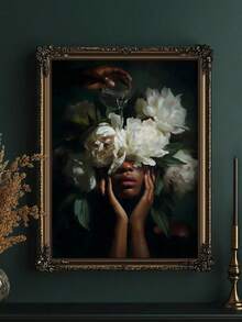1pc African American Floral Wall Art, African American Art, Magical Realism, Female Portrait, African Wall Art, Modern Wall Art, Floral Art, Holiday Gift Or Room Decor, 2D Flat, Suitable For Room Decor Wall Painting, Frame Optional - B - View 2