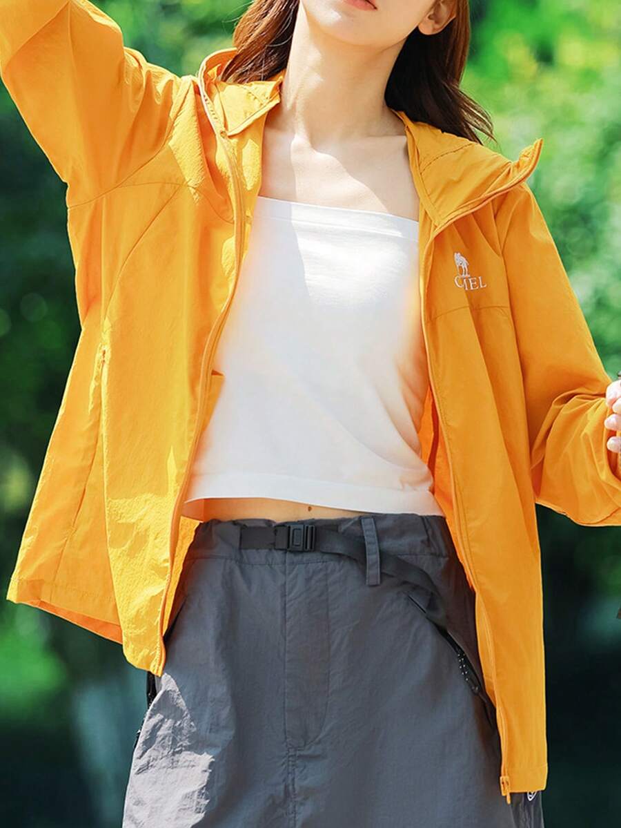 CAMEL CROWN Chaqueta de mujer para exteriores con protección UV, resistente al agua, transpirable y que absorbe la humedad. Adecuada para primavera y verano. Diseño unisex. - girasol - Ver 1