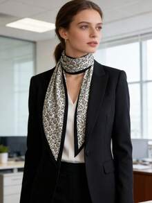 1pc Fashionable Cashew Flower Vibe Triangle Scarf, Suitable For Daily, Office, And Vacation Occasions - White - View 5