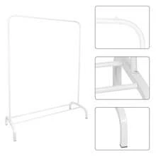 Kleiderständer mit Schuhregalen, Wäscheständer aus Eisen mit einer Stange, 1 Stange, für Ankleidezimmer und Eingangsbereich, 110 x 40 x 150 cm - Weiss - Übersicht 5