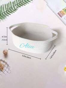 1pc Customized Handwoven Small Storage Basket For Desktop Organizer, Home Office Basket For Cosmetics Toys Pet Supplies Remote Controls Housewarming Gift - Multicolor - View 7