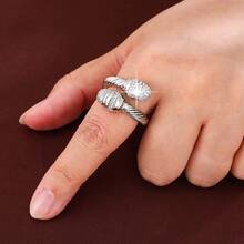 1件装时尚鼓槌形交叉对称设计人造可调节开口环 - 彩色 - 查看 10