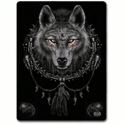 Spiral Direct WOLF DREAM Fleece Blanket Gift/Dream Cather/Goth/Throw Blanket