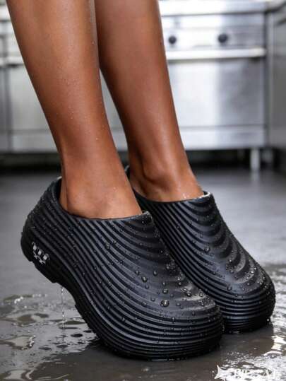 W 1 par halkfria, vattentäta, oljebeständiga köksskor i bomull med mjuka sulor för kvinnor, lämpliga för hotellkök, livsmedelsfabriker, alla årstider