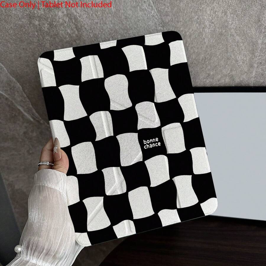 1个棋盘格纹平板电脑保护套，带三折支架 - 防震保护套，复古Y2K美学设计，带笔槽，兼容10.9/10.2/Air 第五代/Pro 11/第十代/9.7/Air 2/（第七代）/（第八代）/Air 4/5/Pro 11/第十代10.9英寸2022款智能保护套/Air 13（M3 2025）/Air 11（M3 2025）/Air 11（M3 2025）/11（A16 2025）/兼容Galaxy Tab S10+/S9/A9，兼容小米5/5PR/6/6PRO/7/7PRO - 彩色 - 查看 1