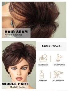 7JHH WIGS Tóc giả ngắn màu đen tím 8 inch kiểu pixie cho phụ nữ da đen và da trắng, tóc giả ngắn màu đỏ sẫm tổng hợp có mái, tóc giả nguyên đầu dùng hàng ngày, hóa trang, cosplay và phong cách thường ngày. - Màu đỏ tím - Xem 7