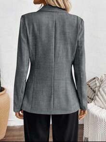 Kliou Fashion Slim Structured Blazer For Women With 2 Buttons, Simple, Elegant, Casual, Faux Pocket, Unlined, No Shoulder Pads - Màu Xám nhạt - Xem 2
