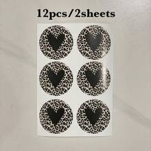 48/96 Peças Adesivos em Forma de Coração | Design de Coração com Estampa de Onça, Estilo Personalizado, Adequado para Dia dos Namorados, Casamento, Aniversário, Presentes de Festa, Decoração, Itens com Tema de Amor - Multicolorido - Visão 9