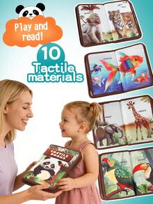 1pc 0-3 Years Old Baby Cartoon Animal 10 Texture Material Tear-Resistant Cloth Book, Montessori Early Education Cognitive Picture Book, Suitable For Ramadan Eid, Carnival Party Gifts - Multicolor - View 7
