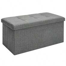 Ottoman Storage Bench With Lid | Foldable Multifunctional Footrest Stool, Toy Chest & Long Shoe Bench For Living Room, Bedroom & Apartment - 深灰色 - 查看 3