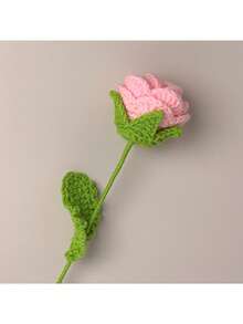 1pc Rose Weaving Bouquet, Fake Flower Handmade Crochet Simulation Flower, Knitted Flower - Multicolor - View 18