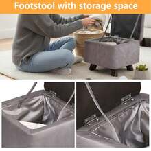 Un taburete multifuncional para el hogar, perfecto para cambiar de zapatos en la entrada, como reposapiés o asiento de almacenamiento en la sala de estar - Gris - Ver 7