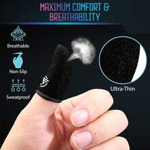 Finger Sleeves 6-Pcs,Ultra-Thin Carbon Fiber,Anti-Sweat & Anti-Slip,Universal For All Phones & Tablets - Black-essentials - View 3