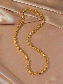 1条24K镀金铜质8毫米链项链，男士百搭日常佩戴饰品 - 金黃色 - 查看 1