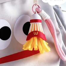 2026 Nouveau 1 pièce Porte-clés de Badminton imprimé en 3D en forme de frites - Charm de sac thématique McDonald's, accessoire sportif et mignon pour sac à dos, cadeau pop culture unique - parfait pour l'anniversaire, la Saint-Valentin, Pâques - Multicolore - Voir 10