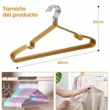 Set De 10 Ganchos Para Ropa, Metal Y Pvc - verde menta - Ver 4