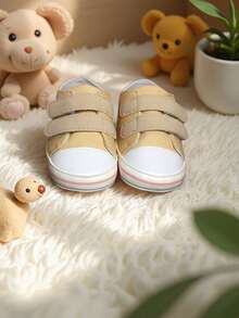 1 đôi giày thể thao vải bố cho trẻ nhỏ, đế mềm chống trượt, nhẹ, thoáng khí, mũi tròn, kiểu dáng thấp cổ, phù hợp cho bé từ 0-1 tuổi, mùa xuân/thu. - Màu be - Xem 3